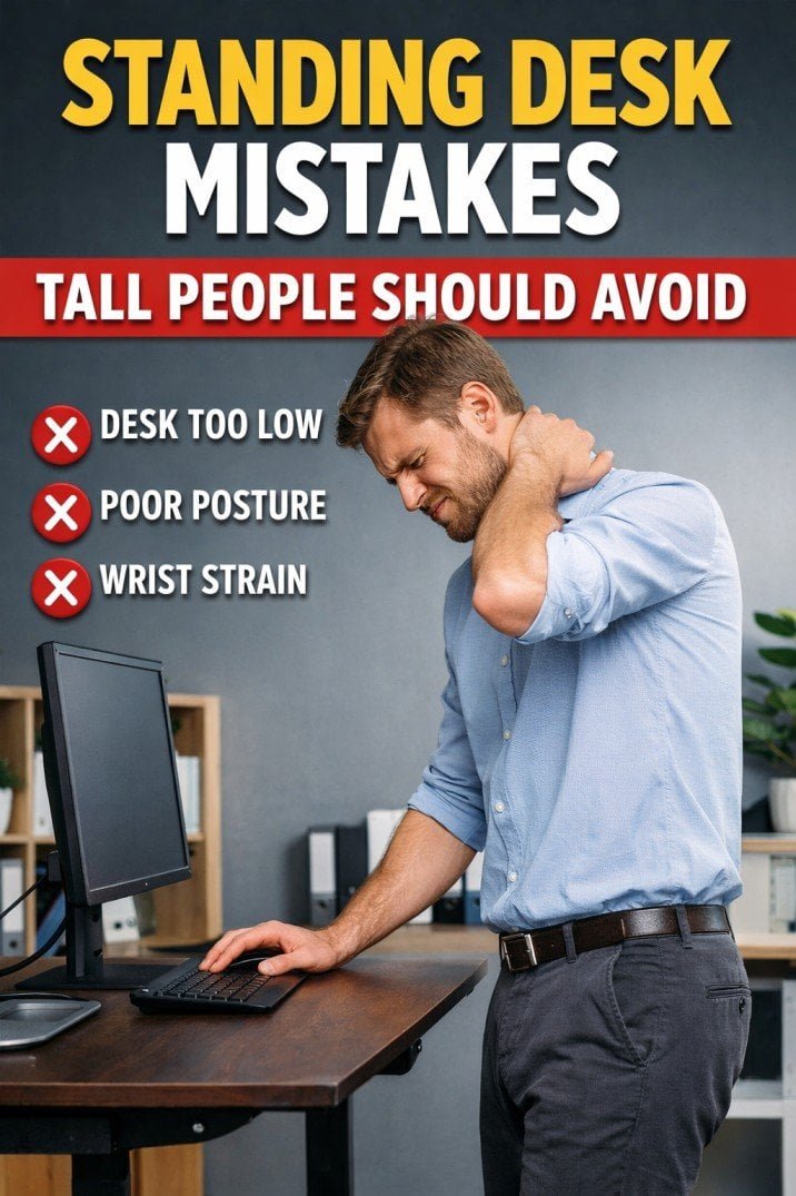 Standing desk mistakes for tall people caused by incorrect desk height