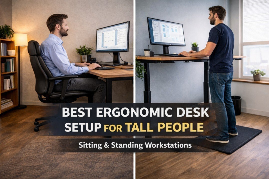 Best ergonomic desk setup for tall people with sitting and standing positions