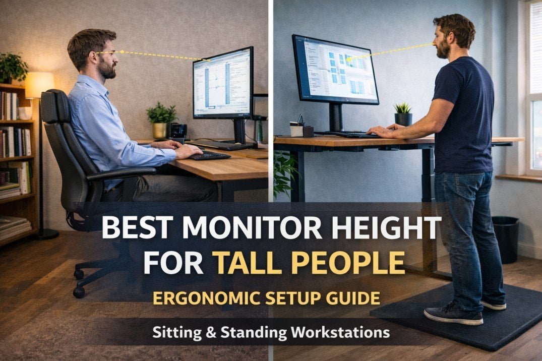 Best monitor height for tall people workstation setup