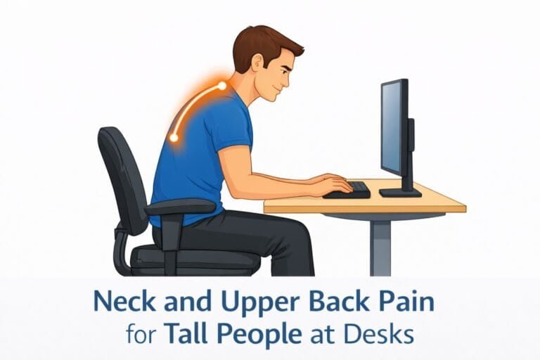 neck and upper back pain for tall people at desks