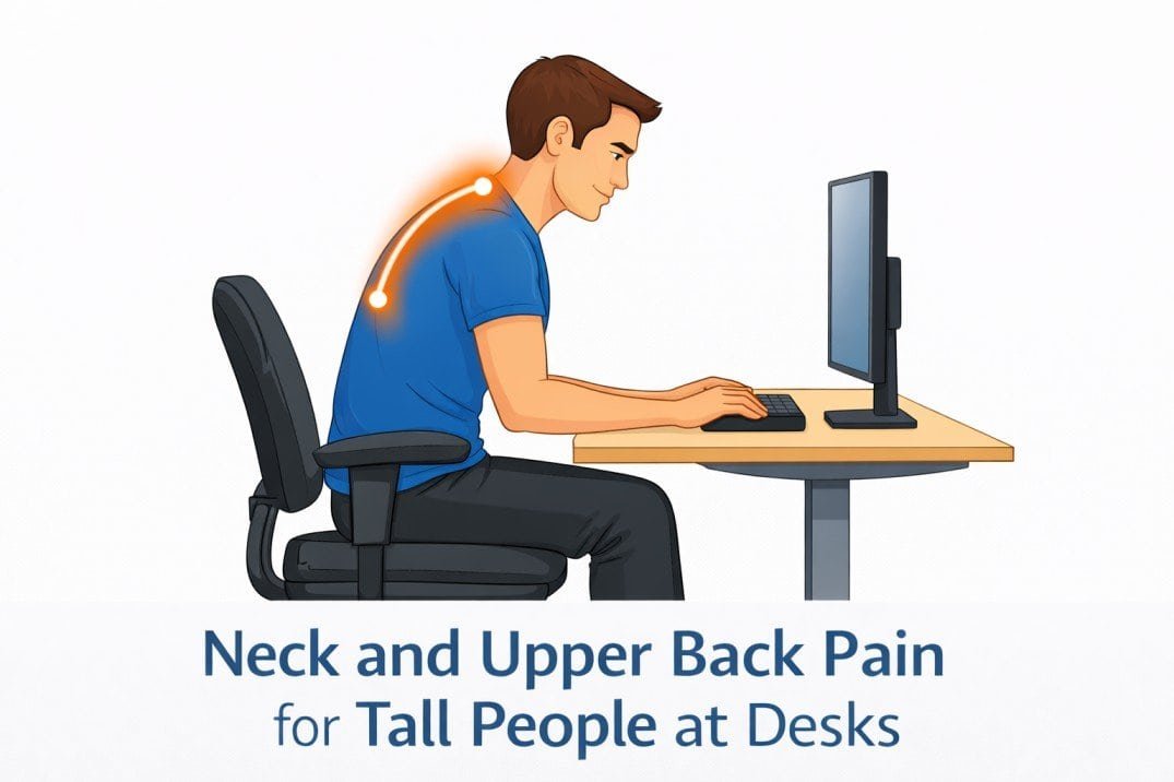 neck and upper back pain for tall people at desks