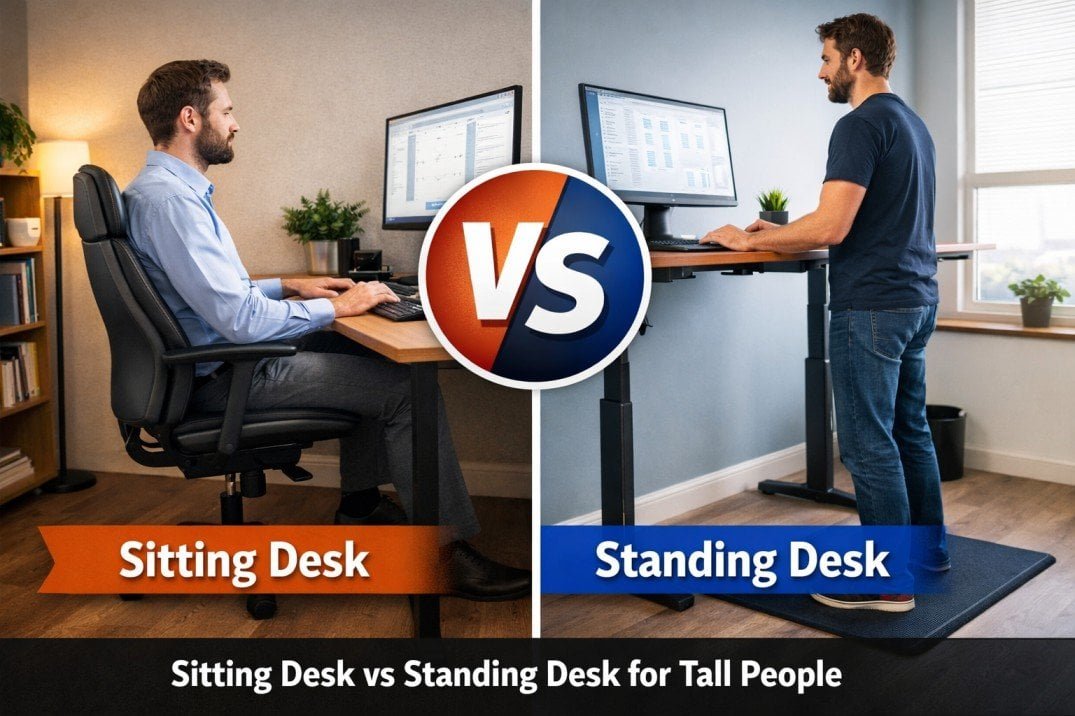 Sitting desk vs standing desk for tall people comparison