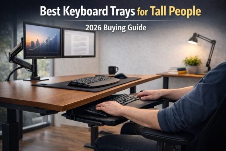 Best keyboard trays for tall people with adjustable height and negative tilt for proper ergonomic alignment