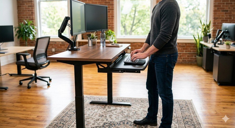 Keyboard tray for tall people ergonomic workstation